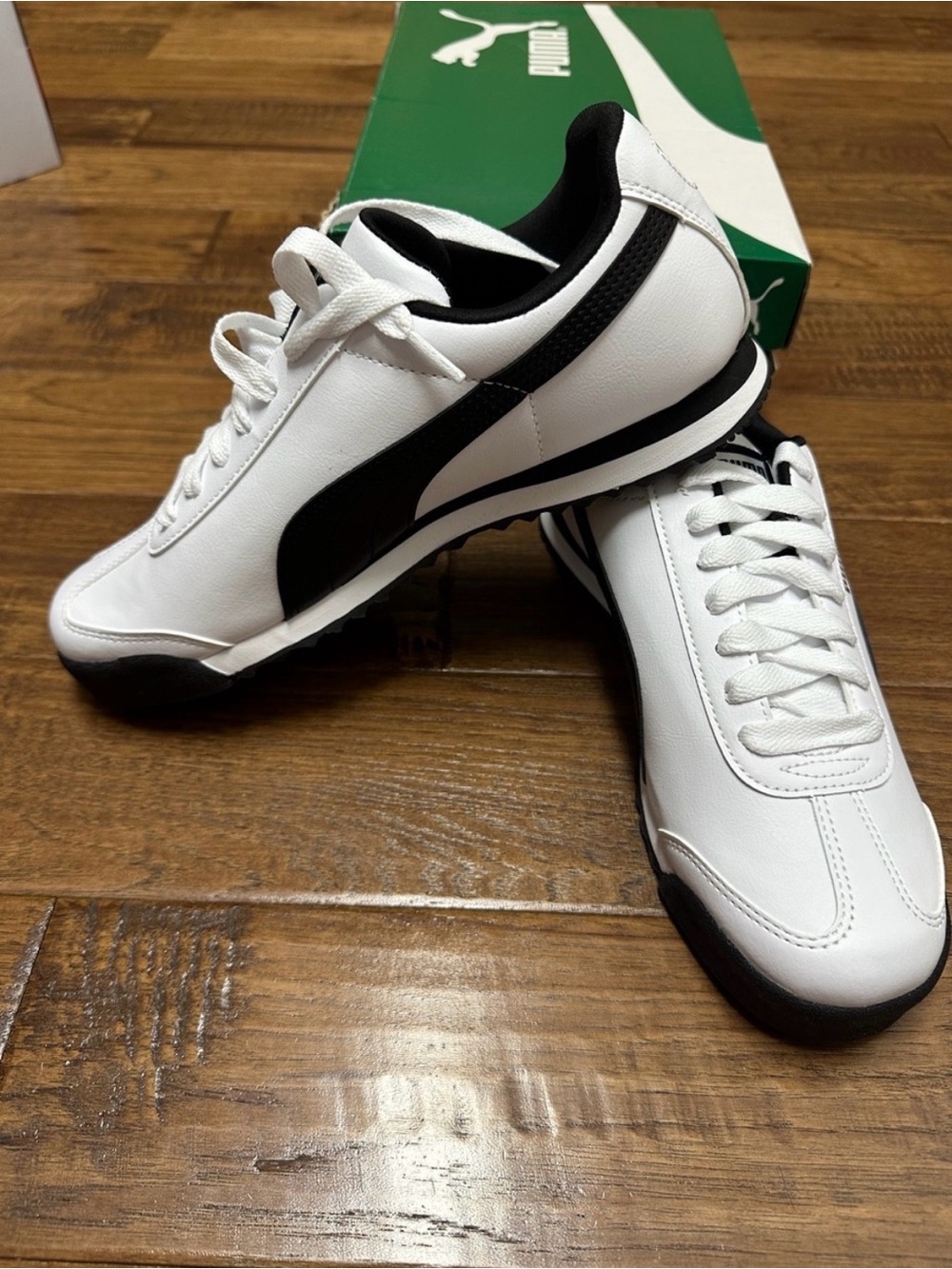 Puma White and Black Low-Top Retro Sneakers